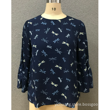 women's print chiffon blouse
